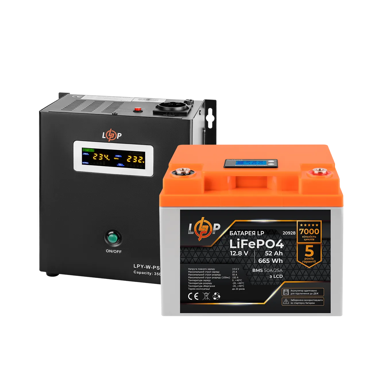 �������� ���������� �������� LP (LogicPower) ��� + ���� (LiFePO4) ������� (UPS W500+ ��� LiFePO4 640W)