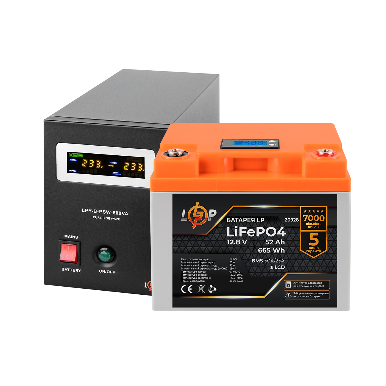 �������� ���������� �������� LP (LogicPower) ��� + ���� (LiFePO4) ������� (UPS B800 + ��� LiFePO4 640W)