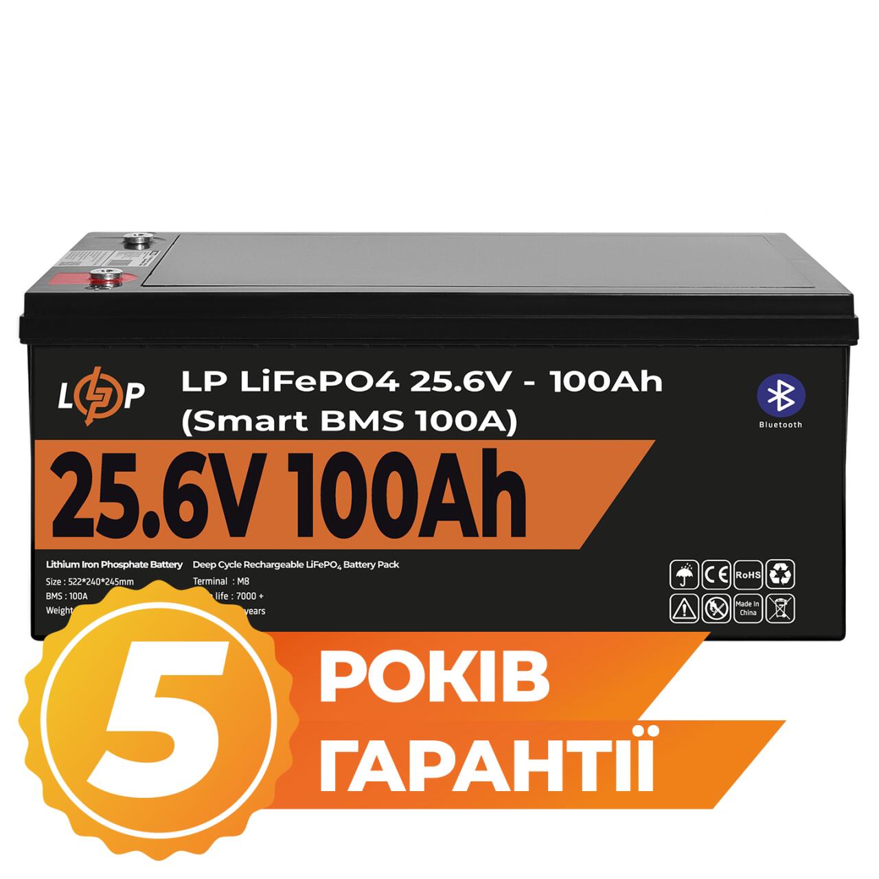 ���������� LP LiFePO4 24V (25,6V) - 100 Ah (2560Wh) (Smart BMS 100�) � BT ������� ��� ���
