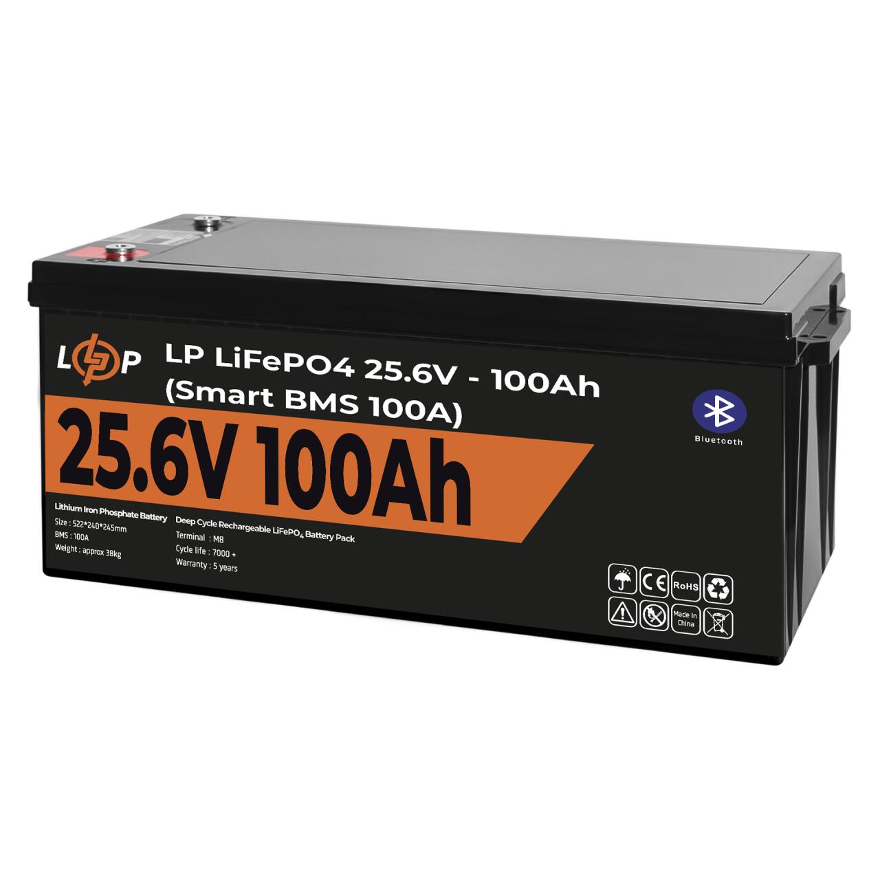 ���������� LP LiFePO4 24V (25,6V) - 100 Ah (2560Wh) (Smart BMS 100�) � BT ������� ��� ���