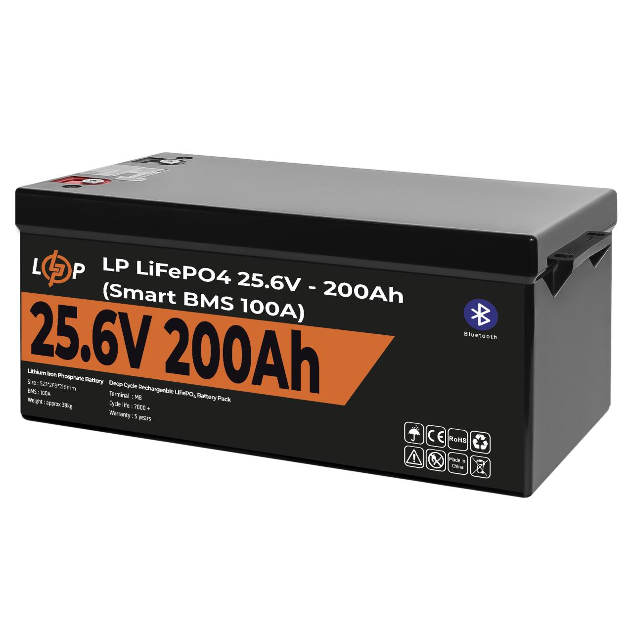 ���������� LP LiFePO4 24V (25,6V) - 200 Ah (5120Wh) (Smart BMS 100�) � BT ������� ��� ���