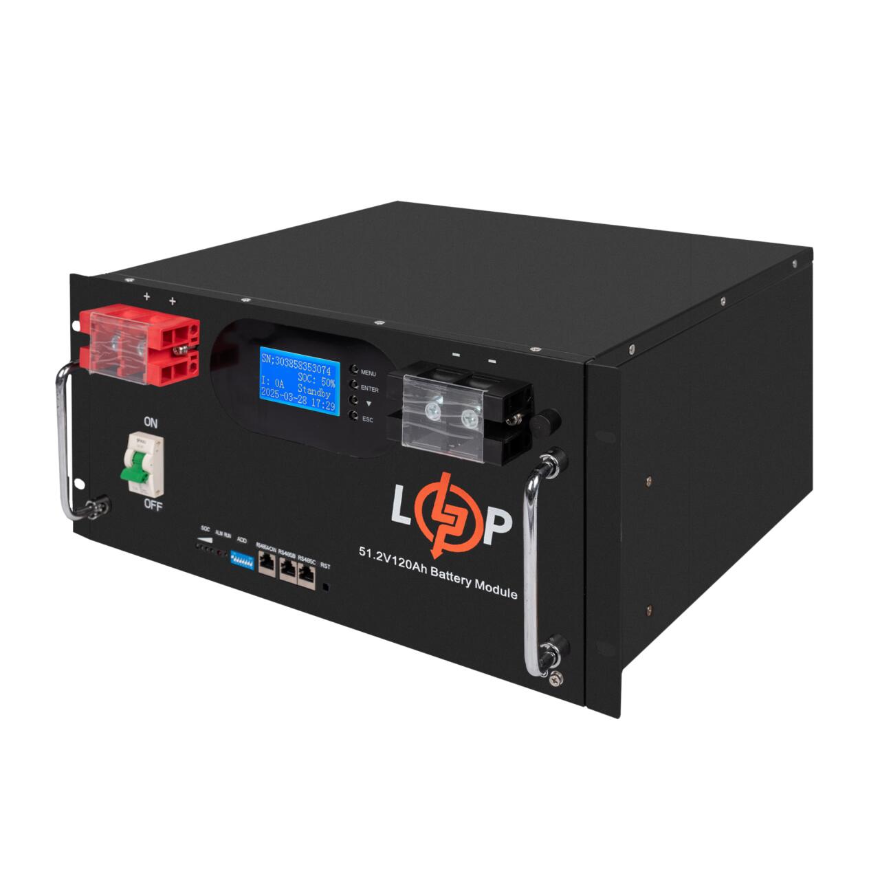 ���������� LP LiFePO4 51,2V - 120 Ah 6000Wh (Smart BMS 100A) � LCD RM AB RS485/CAN